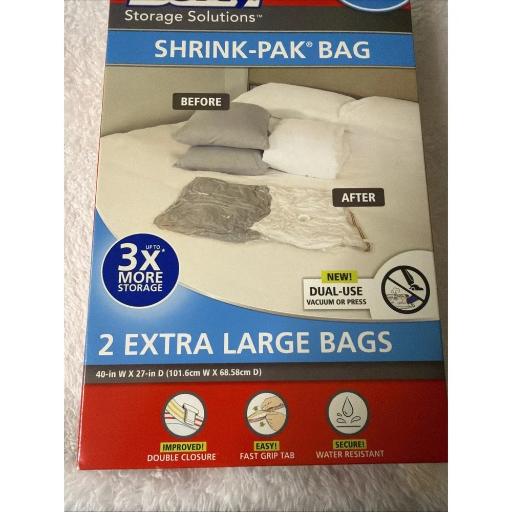 Hefty Storage Solutions Shrink-Pak Bags 2 Pack XLARGE NIB XL New Sealed
